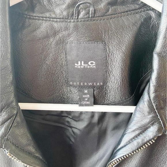 Black Leather Zip-Front Jacket - Picture 6 of 7
